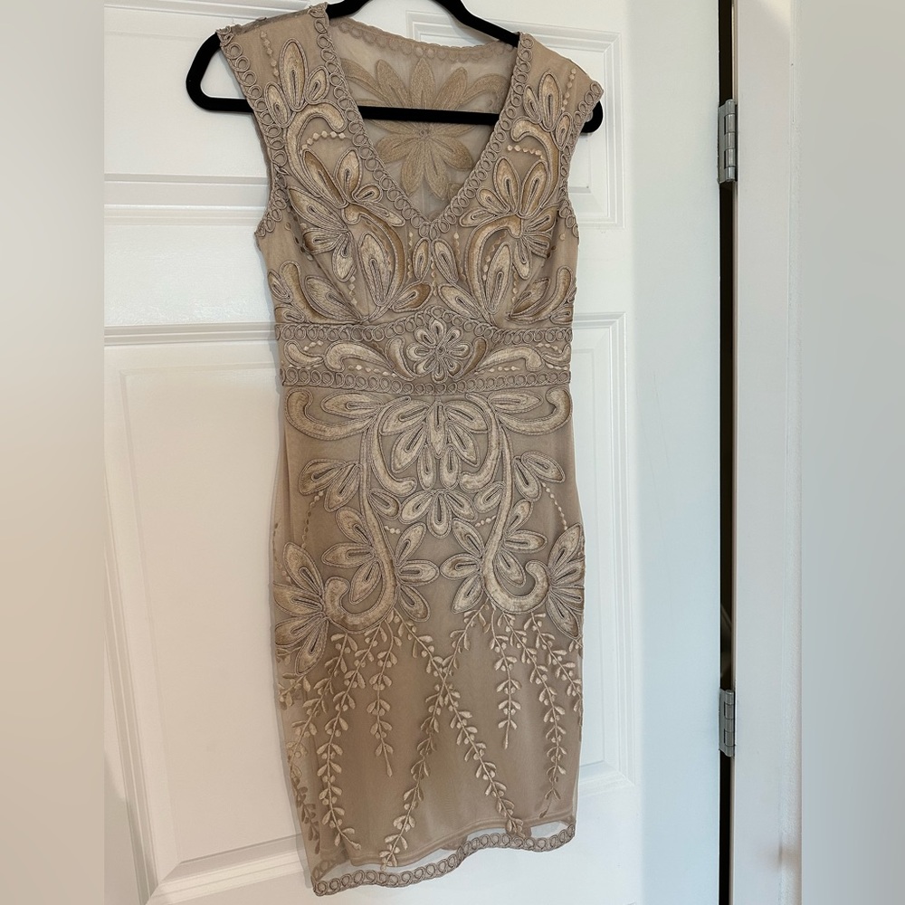 Sue Wong  Embroidered, V neck, mini dress